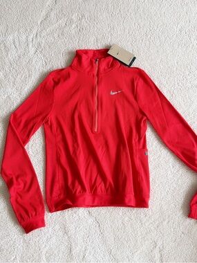 NWT✨$80 Nike Element Ribbed Half-Zip Pullover Top sz XS Tomato Red Running Golf